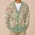 Mint Sage Floral Tea Cup Bow Motif For Cozy Autumn Vacations And Date Nights Women All-over Print Knitted Cardigan - 6