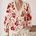 Red Handprint Halloween Style for Autumn Layering, Women's Spooky Casual Wear Look All-over Print Knitted Cardigan - 2