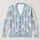 White Rabbit Blue Stripes for Spring Vacation Dates and Easy Everyday Layering Style All-over Print Knitted Cardigan - 1