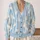 White Rabbit Blue Stripes for Spring Vacation Dates and Easy Everyday Layering Style All-over Print Knitted Cardigan - 2