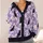 Black Cat Daisy Lavender Floral Motif for Spring Vacation and Everyday Weekend Wear All-over Print Knitted Cardigan - 4
