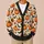 Pumpkin Bat Halloween Motifs for Cozy Autumn Layering, Women's Seasonal Style All-over Print Knitted Cardigan - 6