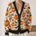 Pumpkin Bat Halloween Motifs for Cozy Autumn Layering, Women's Seasonal Style All-over Print Knitted Cardigan - 2