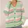 Pastel Green and Pink Stripes for Spring Layering and Casual Weekend Style All-over Print Knitted Cardigan - 4