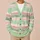 Pastel Green and Pink Stripes for Spring Layering and Casual Weekend Style All-over Print Knitted Cardigan - 6