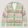 Pastel Green and Pink Stripes for Spring Layering and Casual Weekend Style All-over Print Knitted Cardigan - 1