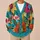 Colorful Folk Floral Blooms for Bright Spring and Summer Everyday Layering All-over Print Knitted Cardigan - 6