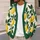 Lemon And Green Leaf Motif For Sunny Weekend Outfits And Fresh Everyday Style Wear All-over Print Knitted Cardigan - 5