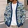 Blue and Folk Fish Motifs for Relaxed Seaside Weekends and Everyday Layering All-over Print Knitted Cardigan - 5