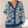 Blue and Folk Fish Motifs for Relaxed Seaside Weekends and Everyday Layering All-over Print Knitted Cardigan - 4