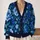 Blue Rose and Teal Foliage Floral Style for Everyday Office and Vacation Wear All-over Print Knitted Cardigan - 2