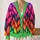 Colorful Braided Cable Motifs for Cozy Autumn Winter Layering All-over Print Knitted Cardigan - 2