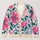 Retro Pink And Blue Wildflowers For Colorful Everyday Layering And Relaxed Style Looks All-over Print Knitted Cardigan - 1