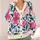 Retro Pink And Blue Wildflowers For Colorful Everyday Layering And Relaxed Style Looks All-over Print Knitted Cardigan - 4