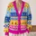 Ladybug Mushroom Fair Isle Motifs for Whimsical Everyday Layering and Spring Outings All-over Print Knitted Cardigan - 2