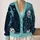 Black Cat and Jack-O’-Lantern Halloween Scene for Cozy Autumn Layering Gift for Cat Lovers All-over Print Knitted Cardigan - 2