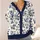 Navy Watercolor Rose Florals for Elegant Everyday Layering and Relaxed Style All-over Print Knitted Cardigan - 4