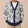 Navy Watercolor Rose Florals for Elegant Everyday Layering and Relaxed Style All-over Print Knitted Cardigan - 6