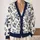 Navy Watercolor Rose Florals for Elegant Everyday Layering and Relaxed Style All-over Print Knitted Cardigan - 2