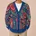 Colorful Folk Floral and Striped Textile Motifs for Everyday Autumn Layering All-over Print Knitted Cardigan - 6