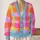 Pastel Rainbow Checks for Cozy Autumn Layering and Bright Everyday Women's Style All-over Print Knitted Cardigan - 2