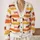Playful Dachshund Dogs and Autumn Color Bands for Cozy Everyday Layering Style Wear All-over Print Knitted Cardigan - 2