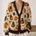 Halloween Pumpkin, Black Cat and Bat Motifs for Autumn Outings and Cozy Seasonal Wear All-over Print Knitted Cardigan - 2