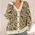 Ivory Olive Botanical Scrolls for Cozy Autumn Outings and Everyday Layering All-over Print Knitted Cardigan - 4