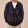 Purple Gothic Damask for Halloween Nights and Dark Academia Everyday Style All-over Print Knitted Cardigan - 6
