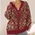 Vintage Crimson Floral Damask for Everyday Bohemian Layering and Women All-over Print Knitted Cardigan - 4