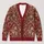 Vintage Crimson Floral Damask for Everyday Bohemian Layering and Women All-over Print Knitted Cardigan - 1