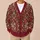 Vintage Crimson Floral Damask for Everyday Bohemian Layering and Women All-over Print Knitted Cardigan - 6