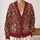 Vintage Crimson Floral Damask for Everyday Bohemian Layering and Women All-over Print Knitted Cardigan - 2