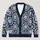 Navy Ivory Sunburst Floral Motif for Relaxed Everyday Layering and Boho Style All-over Print Knitted Cardigan - 1