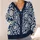 Navy Ivory Sunburst Floral Motif for Relaxed Everyday Layering and Boho Style All-over Print Knitted Cardigan - 4