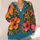 Tropical Teal Orange Floral Blooms for Spring Summer Layering Style All-over Print Knitted Cardigan - 4
