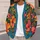 Tropical Teal Orange Floral Blooms for Spring Summer Layering Style All-over Print Knitted Cardigan - 5