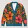 Tropical Teal Orange Floral Blooms for Spring Summer Layering Style All-over Print Knitted Cardigan - 1