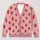 Red Strawberry Motif in Blush Pink for Cozy Autumn Outings and Everyday Wear All-over Print Knitted Cardigan - 1