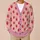 Red Strawberry Motif in Blush Pink for Cozy Autumn Outings and Everyday Wear All-over Print Knitted Cardigan - 6