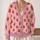 Red Strawberry Motif in Blush Pink for Cozy Autumn Outings and Everyday Wear All-over Print Knitted Cardigan - 2