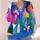 Vibrant Abstract Color-Block Shapes for Creative Everyday Layering and Casual Outings All-over Print Knitted Cardigan - 4