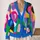Vibrant Abstract Color-Block Shapes for Creative Everyday Layering and Casual Outings All-over Print Knitted Cardigan - 2