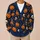 Pumpkin Skeleton Witch Hat Autumn Halloween Style For Women Cozy Seasonal Layering All-over Print Knitted Cardigan - 6