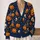 Pumpkin Skeleton Witch Hat Autumn Halloween Style For Women Cozy Seasonal Layering All-over Print Knitted Cardigan - 2