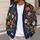 Navy Pumpkin Daisy Motif for Cozy Autumn Layering and Halloween Gatherings for Women All-over Print Knitted Cardigan - 5
