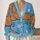 Blue And Tan Dachshund With Daisies For Cozy Autumn Outings And Casual Everyday Style All-over Print Knitted Cardigan - 2
