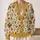 Botanical Honeycomb Flowers for Autumn Layering, Women's Cottagecore Everyday Style All-over Print Knitted Cardigan - 2