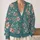 Teal Cherry Blossom Branches for Cozy Autumn Layering and Everyday Botanical Style All-over Print Knitted Cardigan - 2
