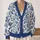 Indigo Floral Birds For Autumn Layering And Everyday Cottage Style Wardrobe Appeal All-over Print Knitted Cardigan - 2